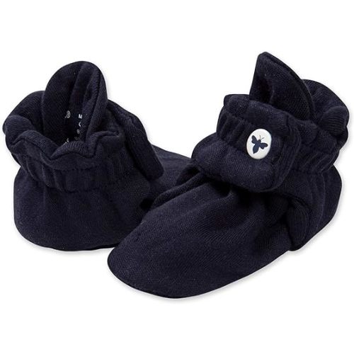 Burt's Bees Baby Baby Booties, Organic Cotton Adjustable Infant Shoes Slipper Sock - Navy Blue