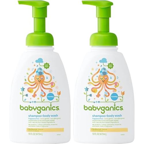 Babyganics Foam Shampoo And Body Wash Fragrance Free, 16 Ounce - 2 Pack