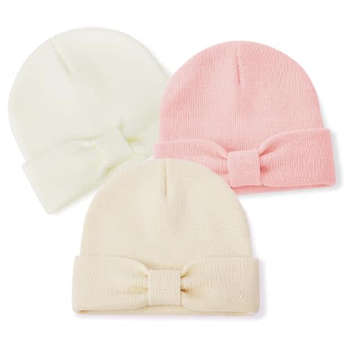DANMY Baby Beanie Bow Hats Infant Toddler Winter Soft Knit Hat,Kids Warm Beanie for Boys Girls Children Caps