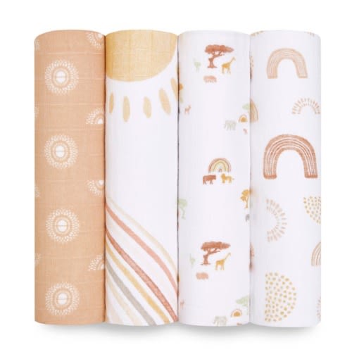 Cotton Muslin Swaddles 4 pack