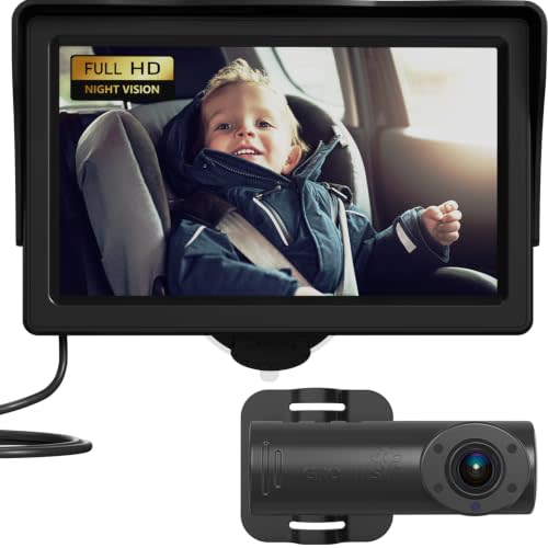 Baby Car Camera, HD Display Baby Car Mirror with Night Vision Feature, 4.3 inch Baby Car Camera with Monitor Wide Clear View, Backseat Camera Rear Facing to Observe Baby’s Every Move