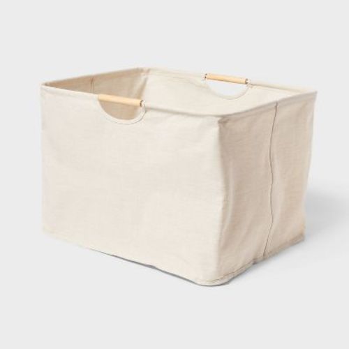 Canvas Rectangle Laundry Basket - Brightroom™: Steel & Wood Frame, 70l Capacity, 2 Handles, Multipurpose Clothes Basket