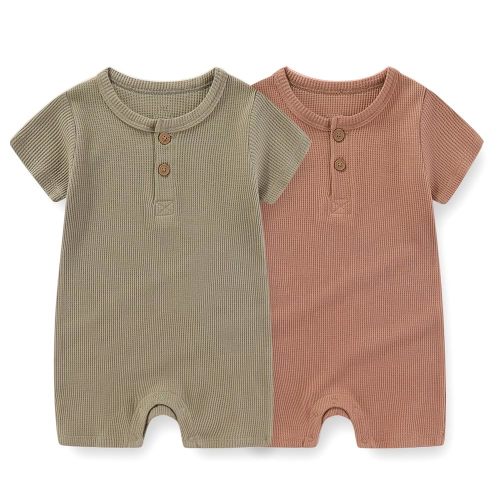 Unisex Short Sleeve Baby Romper 2 Pack Cotton Solid infant Boy Girl Jumpsuits Soft New Born Clothes
