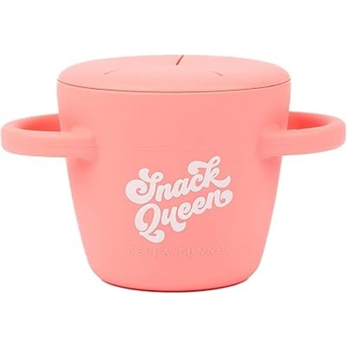 Bella Tunno Happy Snacker – Spill Proof Snack Cups for Toddlers and Babies, Snack Containers Made from Silicone BPA Free, Soft Opening & Removable Lid (Snack Queen)