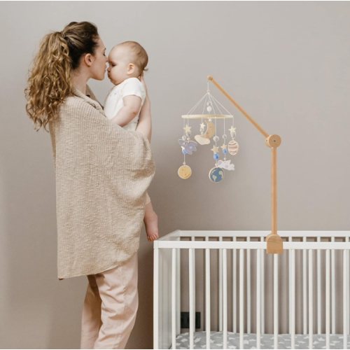 Baby Crib Mobile Arm - Wooden Baby Mobile Crib Holder Height Adjustable for Hanging Baby Crib Attachment for Nursery Decor