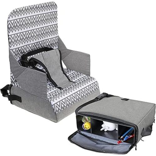 Dreambaby Grab ‘N Go Travel Booster Seat – Portable Toddler High Chair for Dining (6M-3Y) with Storage & Shoulder Strap