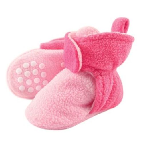 Luvable Friends Baby And Toddler Girl Cozy Fleece Booties, Light Pink Dark Pink, 2 Toddler