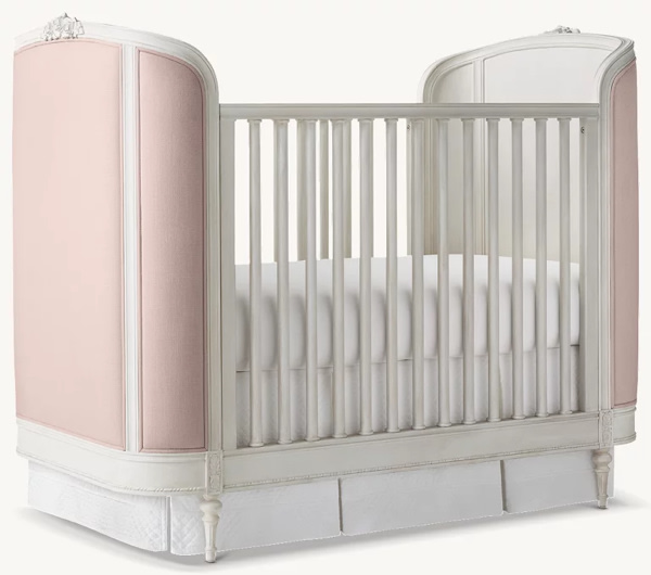 Aveline Upholstered Panel Crib - French White | RH Baby & Child