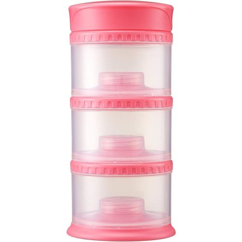Innobaby Packin' Smart Stackable and Portable Storage System for Formula, Liquid, Baby Snacks and More. 3 Stackable Cups in Strawberry. BPA Free., 12 Ounce