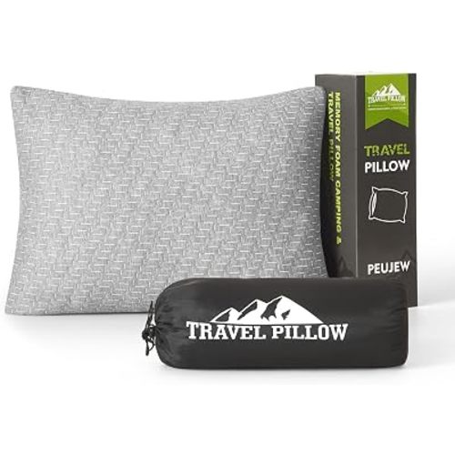 Travel Pillow Breathable Cover, Compressible Memory Foam Pillow Medium Firm for Travel Airplane Car Hiking Camping Outdoor