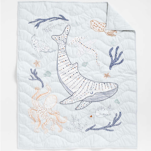 Aquatic Life Organic Cotton Baby Crib Quilt