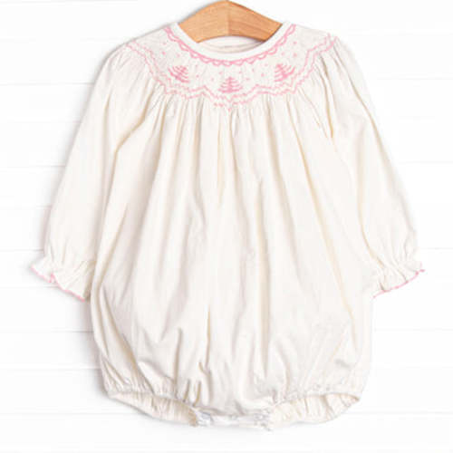 Frosted Firs Smocked Bubble, White – Stitchy Fish