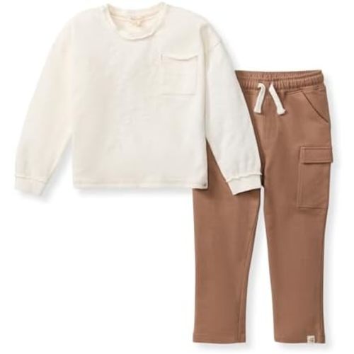 Burt's Bees Baby Baby Boys' Shirt and Pant Set, Top & Bottom Outfit Bundle