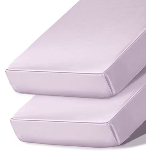 Ersmak 2 Pack Satin Crib Sheets for Baby, Silky Comfy Breathable Crib Sheets for Standard Crib and Toddler Mattresses (Lavender, 28 x 52 x 9 in)