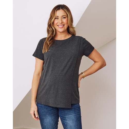 Monique Maternity Nursing Petal Top - Charcoal