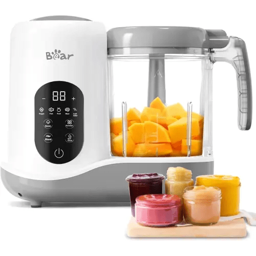 BEAR 2024 Baby Food Maker | One Step Baby Food Processor Steamer Puree Blender | Auto Cooking & Grinding | Baby Food Puree Maker with Self Cleans | Touch Screen Control, White