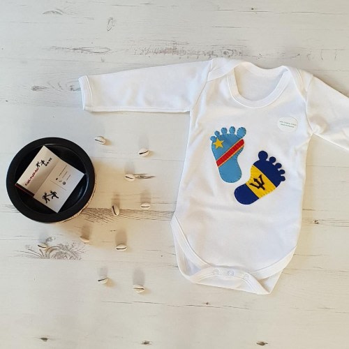 Customised 2 Country Baby Grow, African Caribbean Bodysuit, African Caribbean Kids Clothing, Baby Grow