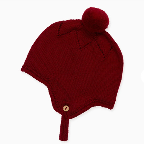 La Coqueta | Burgundy Renta Merino Baby Knitted Bonnet | 3M