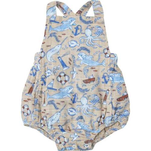 Nautical Notebook Retro Sunsuit, Gray - Angel Dear Rompers | Maisonette