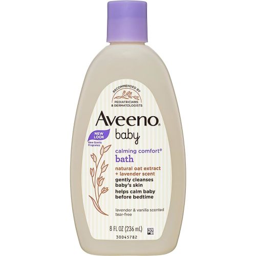 Aveeno Baby Calming Comfort Bath with Relaxing Lavender & Vanilla Scents, Hypoallergenic & Tear-Free Formula, Paraben- & Phthalate-Free, 8 fl. oz