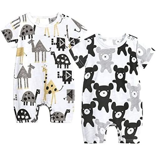 Simplee kids Baby Boy Outfits Short Sleeve Clothing Set Print Cartoon Baby Summer Romper