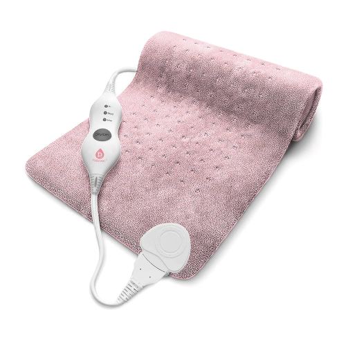 Pursonic Extra Large Electric Heating Pad for Back Pain and Cramps Relief - 12" x 24" Heating Pad for Back Pain Relief, Neck, Shoulder - Dry & Moist Heat Option 2 Hours Auto Shut-Off (Rose Gold)
