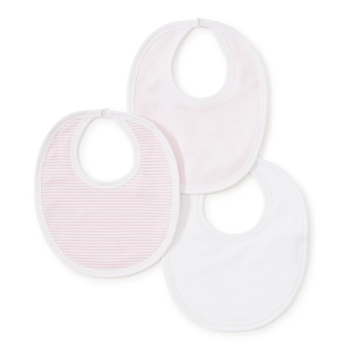 Pink Stripe 3 Pack Bib Set w/ Tulle Bag