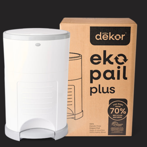 Diaper Dekor Plus Hands-Free Diaper Pail | Largest & Easiest to Use | Just Step–Drop–Done | Doesn’t Absorb Odors | Quick Bag Change | Great for Cloth Diapers | 70% Recycled Materials | EKO White