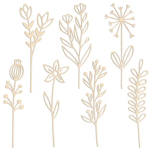 Wooden Flowers Wildflower Wall Decor 7 Pcs Colorable Wood Flowers Cutout Signs Boho Nursery Decor for Girl Baby Bedroom Living Room Home Decoration Bohemian Wall Hanging Art for DIY Crafts (c)