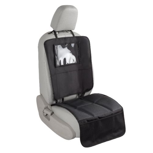 Belle 3-in-1 Car Seat Protector + Kick Mat with Large Storage Pockets and an iPad Holder, Black