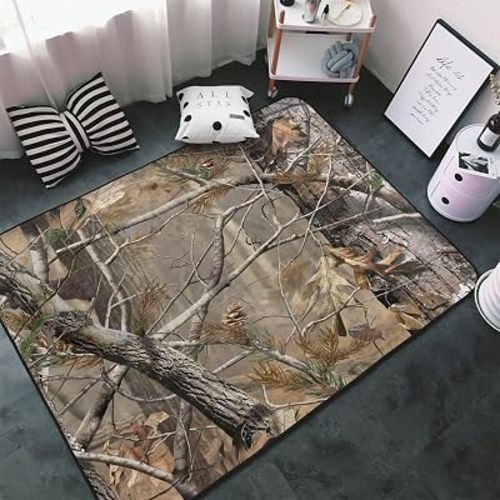 Washable Area Rugs Cover,Camo Tree Brown Camouflage Soft Large Floor Carpets Mats Non-Skid Rug for Boys Girls Room Living Room Bedroom Home Decor 6.6x4 Ft