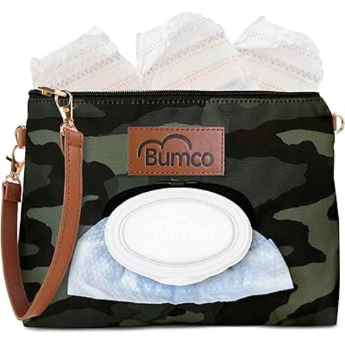 Bumco Diaper Clutch - Portable Wipes Dispenser & Baby Travel Essential, Airtight Baby Wipes Dispenser, Refillable Wipes Container, Travel Baby Essentials, Baby Wipe Dispenser, Diaper Bag Purse