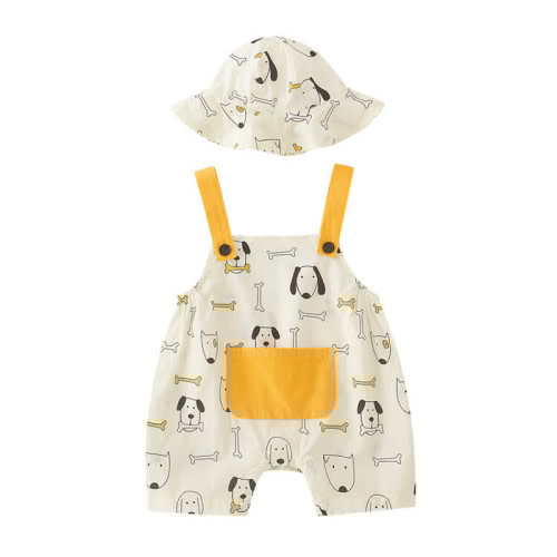 Baby Dog Bone Overalls with Hat