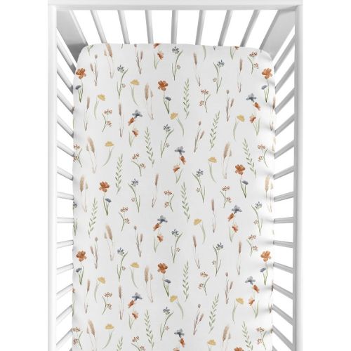 Sweet Jojo Designs Girl Baby Fitted Crib Sheet Watercolor Floral Garden Green Beige And Blue