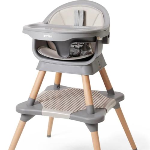 5-in-1 High Chair for Baby & Toddler - Convertible Baby Dining Seat - Portable Floor/Booster Seat - Adjustable Tray w. Cover - 5-Point Harness - Building Block Table & Chair - Stool (Gray)