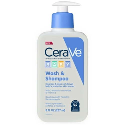 CeraVe Baby Body Wash & Baby Shampoo, Gentle Tear-Free Cleanser for Sensitive Skin & Hair, 8 fl oz