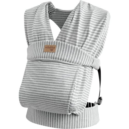 Baby Wraps Carrier Newborn to Toddler, Kangaroo Baby Easy Wearing Wrap, Adjustable Soft Baby Holder Front Chest Sling Carriers Perfect Baby Infant Essentials Gifts (Striped Grey, Cotton)