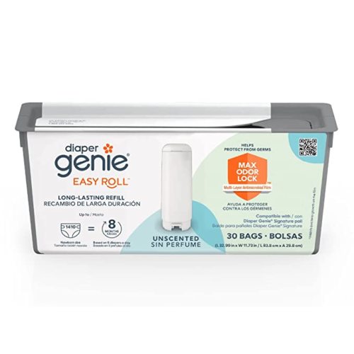 Diaper Genie Easy Roll Refill with 30 Bags | Lasts Up to 8 Months or Holds Up to 1410 Newborn Diapers Per Refill