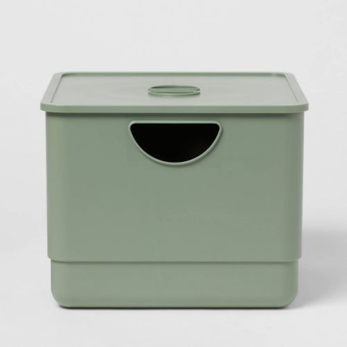 Kids' Storage With Lid Green - Pillowfort™: Stackable Utility Bin, 13.53 Volume, Spot Clean, 2-piece Set