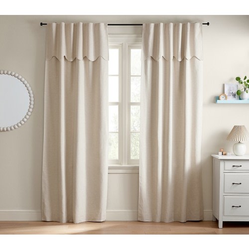 Evelyn Linen Scallop Valance Blackout Curtain | Pottery Barn Kids