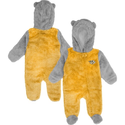 Newborn & Infant Nashville Predators Gold Game Nap Teddy Fleece Bunting Full-Zip Sleeper