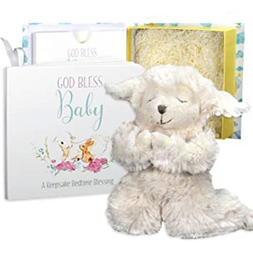 Tickle & Main Baby Praying Musical Lamb and Prayer Book Gift Set in Keepsake Box, Baptism Gifts for Girls & Boys