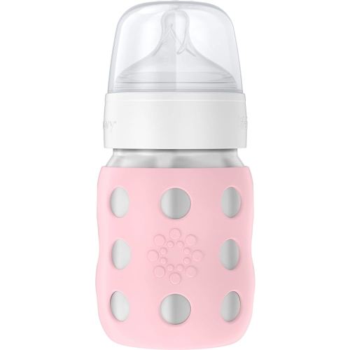 Lifefactory 8-Ounce Stainless-Steel Vacuum-Insulated Wide-Neck Baby Bottle with Stage 2 Nipple (3-6 Months) Desert Rose (LS2211WDR4)
