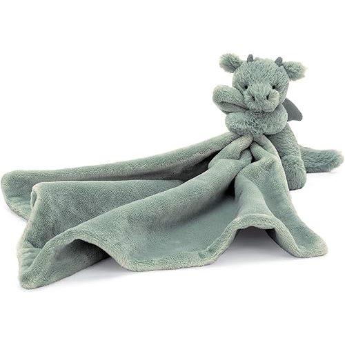 Jellycat Bashful Dragon Soother, 13.5 inches - Security Blanket & Lovey for Babies - Baby Gift