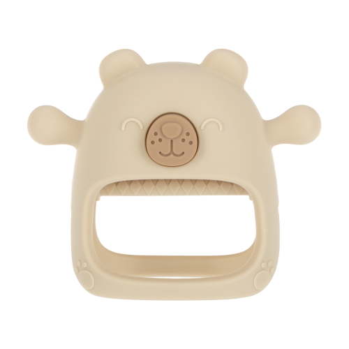 Nuby Wrist Grip Silicone Teething Mitten for Babies, Brown Bear