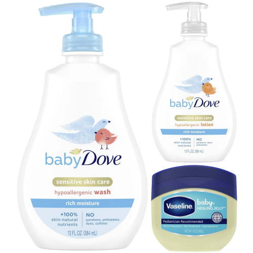 Baby Dove and Vaseline Moisturizing Bundle, 3 Count