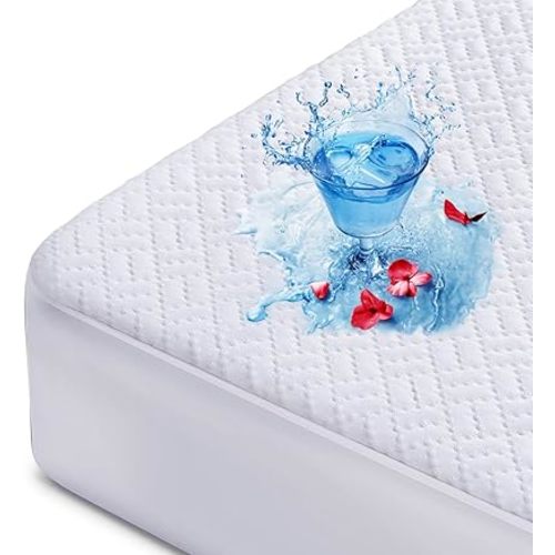 Hanherry 100% Waterproof Mattress Protector King Size, Mattress Cover 3D Air Fabric Cooling Mattress Pad Cover Smooth Soft Breathable Noiseless, 8''-21'' Deep Pocket