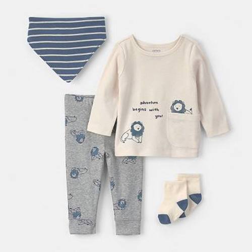 Baby Boy Carter's 4-Piece Long Sleeve Top, Pants, Bandana & Socks Set