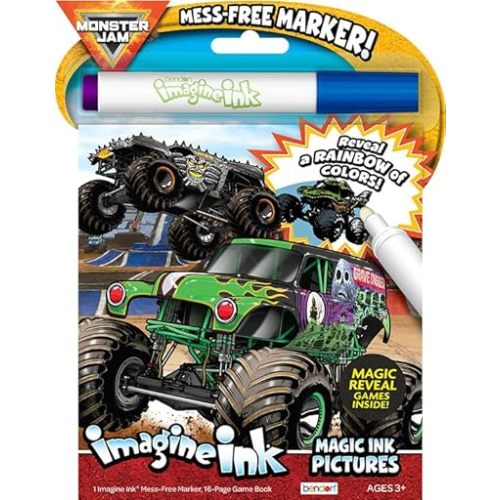 Bendon Monster Jam Coloring Book | Monster Trucks Coloring Book | Monster Jam Imagine Ink | Mess Free Marker |16-Page | Officially Licensed
