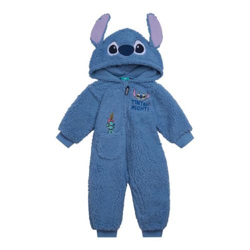 Disney Lilo & Stitch Newborn Baby Boys Cozy Faux Sherling Zip Up Cosplay Coverall Blue Newborn